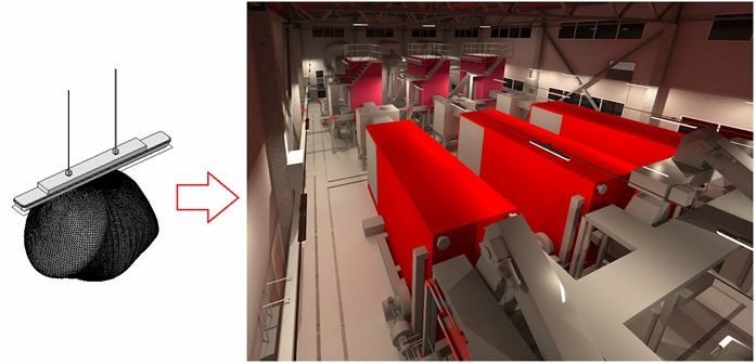 Visualization of light distribution on building facades.