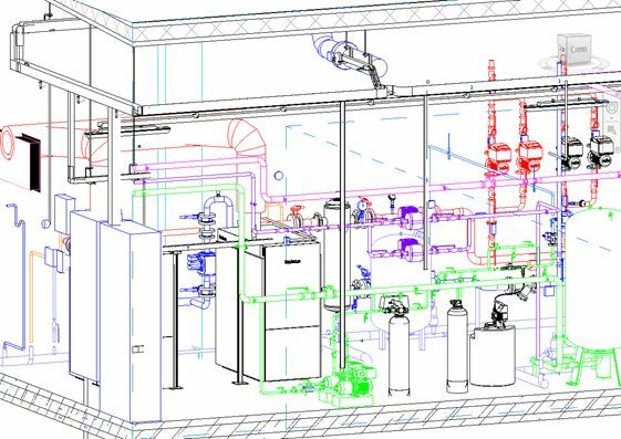 Fragment of 3D -model for ICA-system and cable routes 