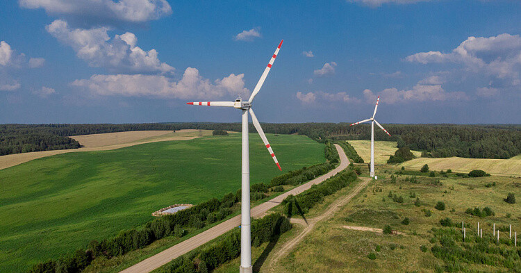 Wind park with turbines