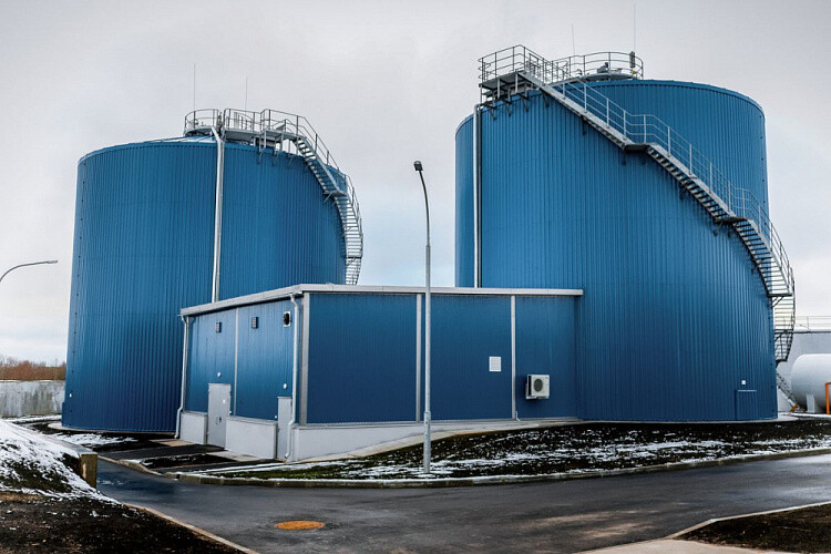 Biogas complex at the sewage treatment plant