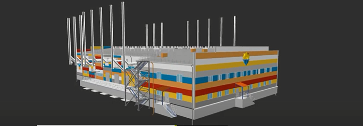 Demonstration of BIM model in Navisworks Manage. Diesel Fuel-fired mini CHP Plant